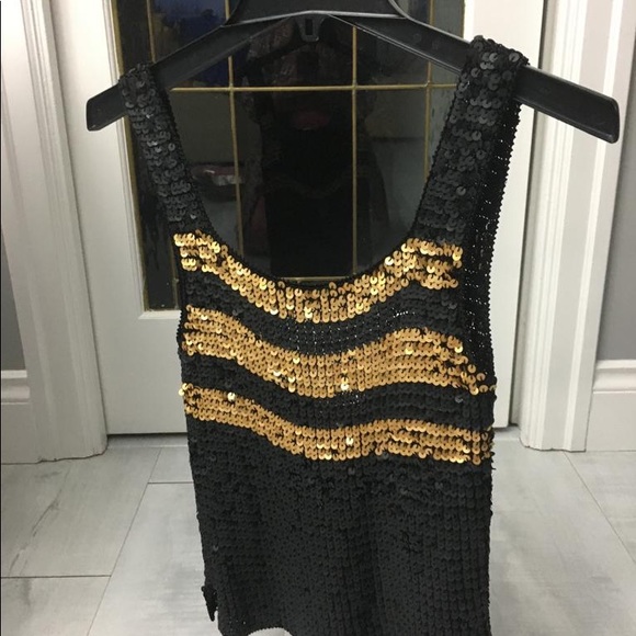 NEW Sequins Top Black/Gold - Elegant - Picture 2 of 6